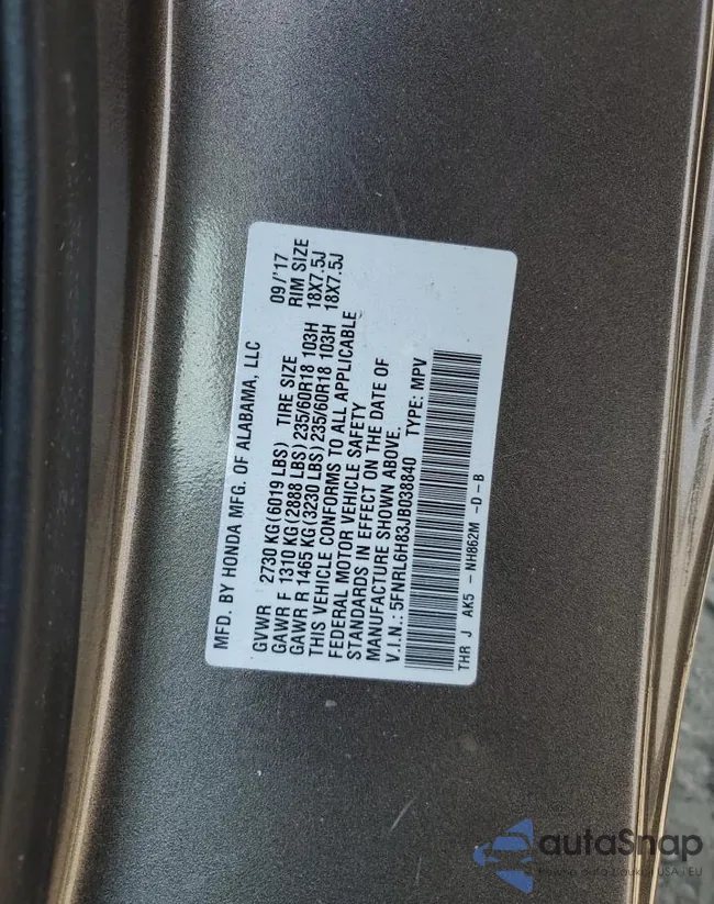 5FNRL6H83JB038840: 61720095