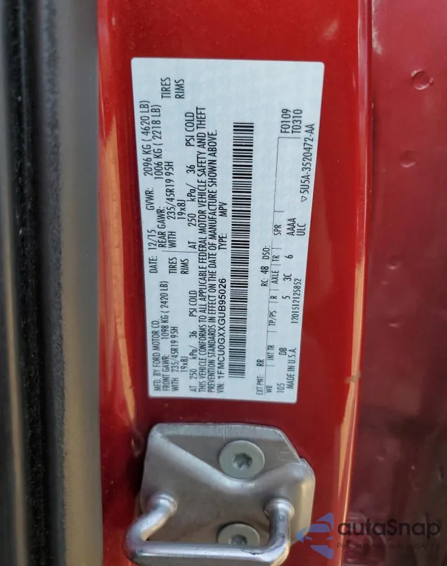 1FMCU0GXXGUB95026: 84950355