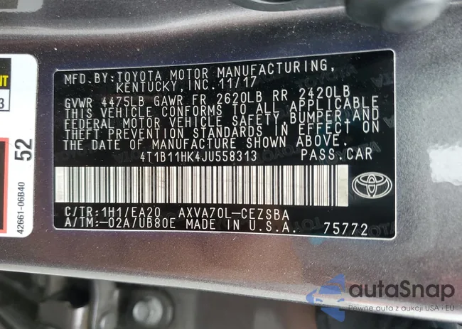 4T1B11HK4JU558313: 60754125