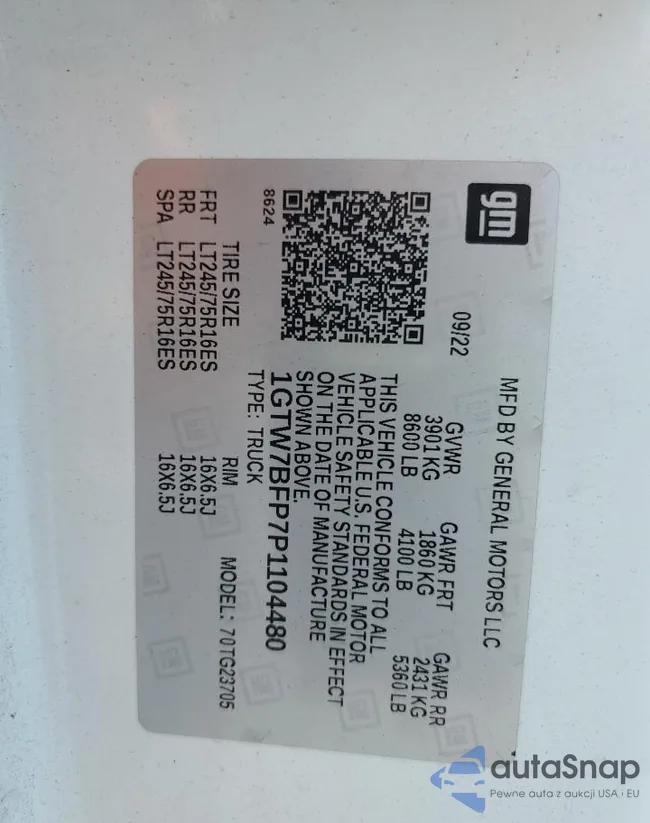 1GTW7BFP7P1104480: 58547205