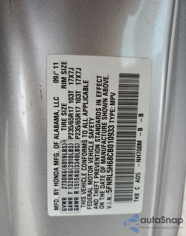 5FNRL5H68CB010933: 59295585