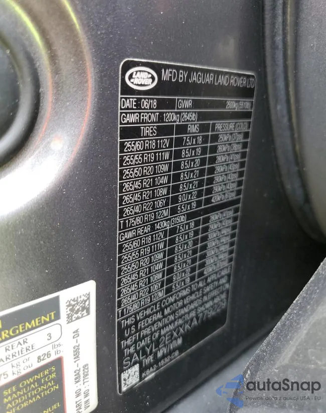 SALYL2EXXKA779229: 59707065