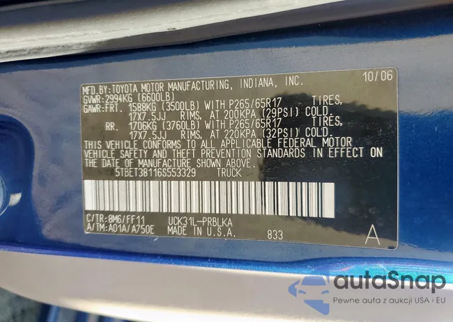 5TBET38116S553329: 61102705