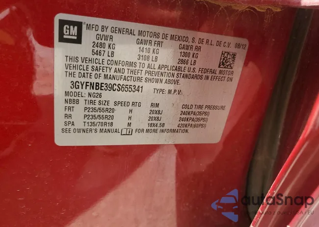 3GYFNBE39CS655341: 62350625