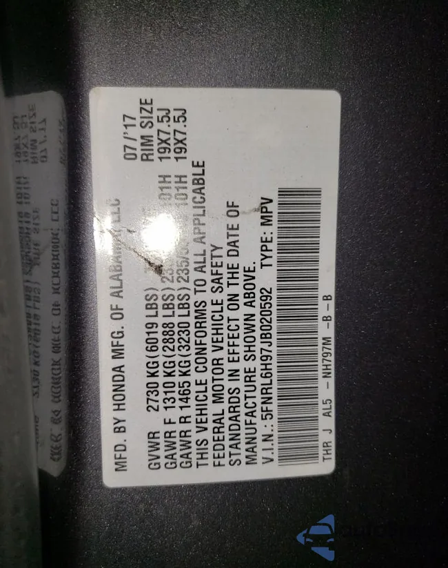 5FNRL6H97JB020592: 61276015