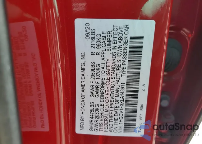 1HGCV1F3XLA143611: 61481415