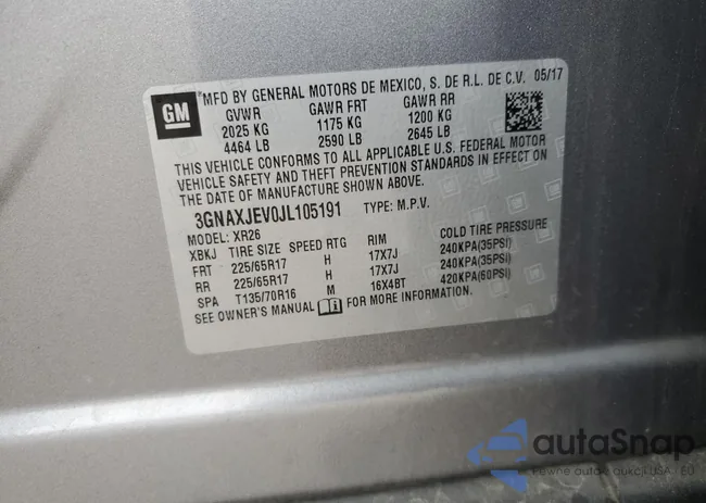 3GNAXJEV0JL105191: 60117155