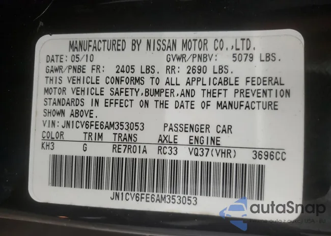 JN1CV6FE6AM353053: 59151125