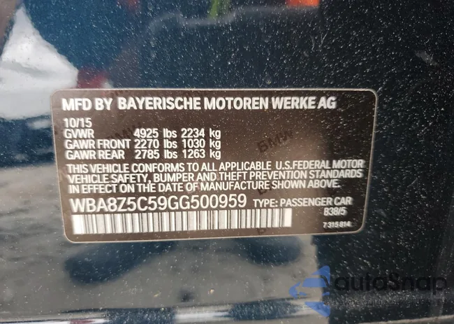 WBA8Z5C59GG500959: 61234095