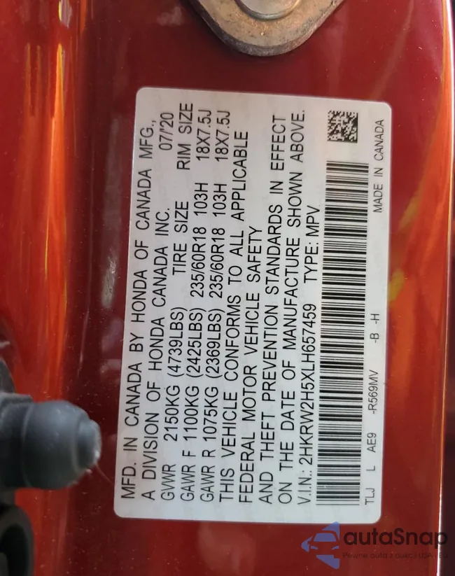 2HKRW2H5XLH657459: 60268155