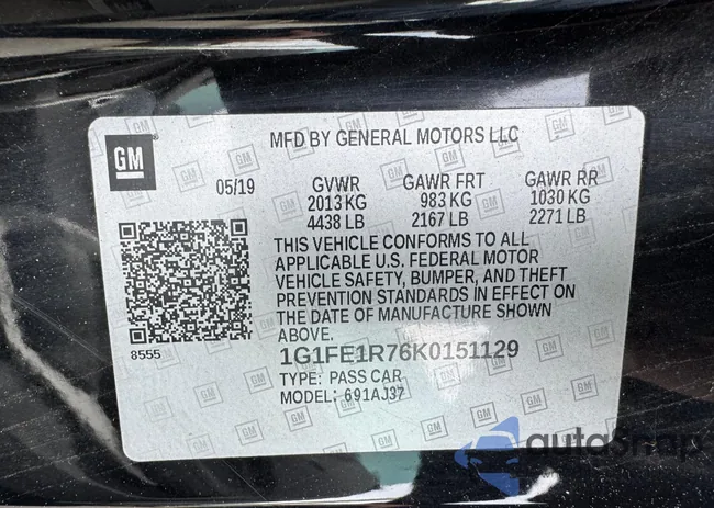 1G1FE1R76K0151129: 60168005