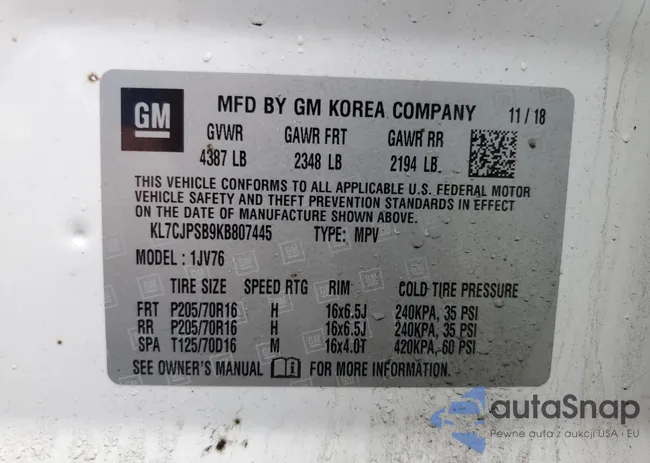 KL7CJPSB9KB807445: 60062695