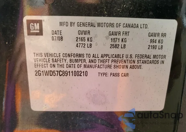 2G1WD57C891100210: 62851845