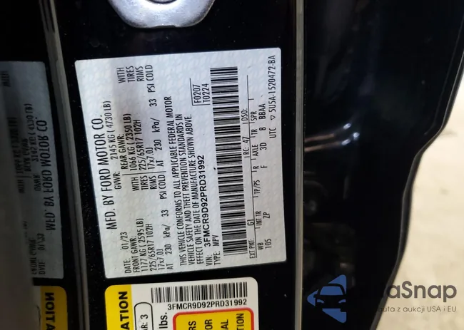 3FMCR9D92PRD31992: 61015495