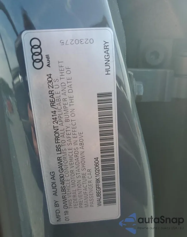 WAUBEGFF8K1020604: 63024645