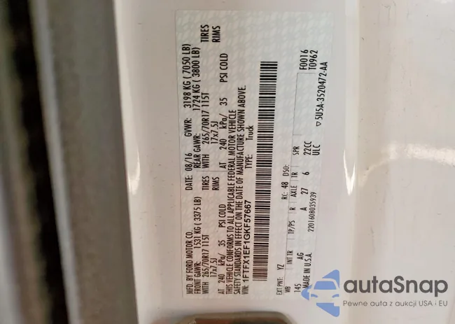 1FTFX1EF1GKF57667: 60050545