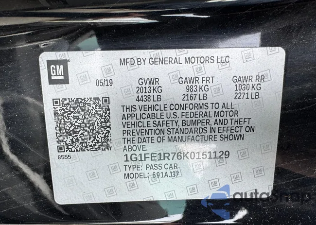 1G1FE1R76K0151129: 60168005