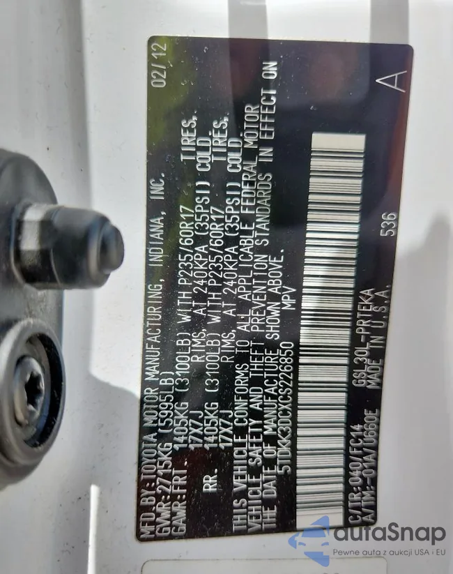 5TDKK3DCXCS226850: 60277995