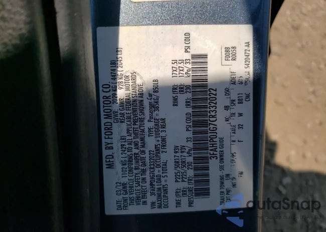 3FAHP0JG7CR332022: 60785765