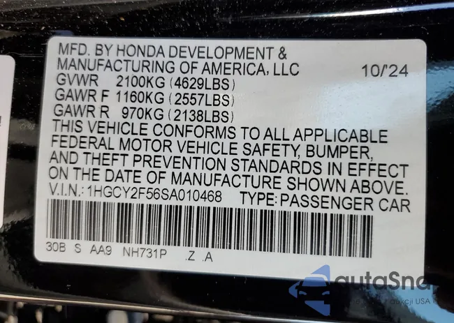 1HGCY2F56SA010468: 60351295