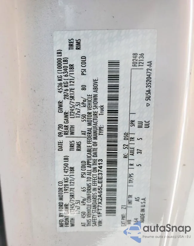 1FT7X2A65LEE37413: 62965315