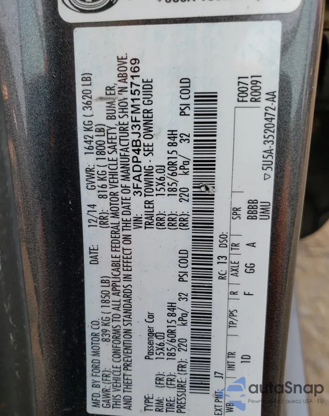 3FADP4BJ3FM157169: 43696155