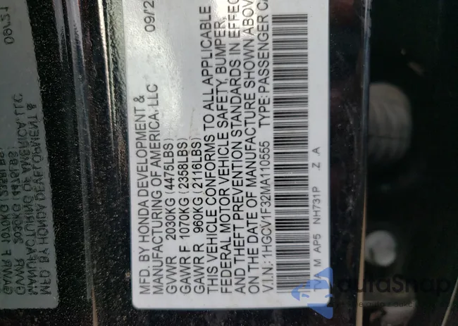 1HGCV1F32MA110555: 63599674