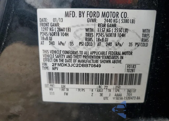 2FMDK3JC2DBB70849: 71924165