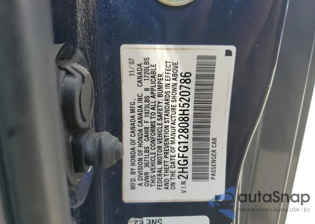 2HGFG12808H520786: 62435574