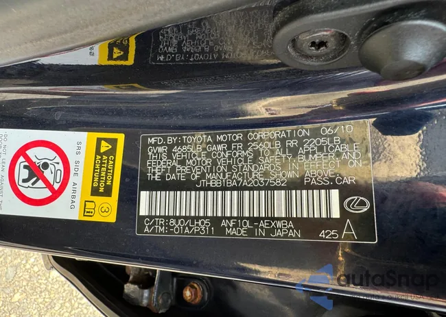 JTHBB1BA7A2037582: 65593904