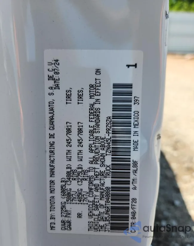 3TYLB5JN6RT040080: 63592565