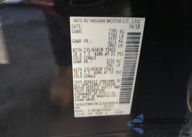 5N1AZ2MH5JN150904: 63149345