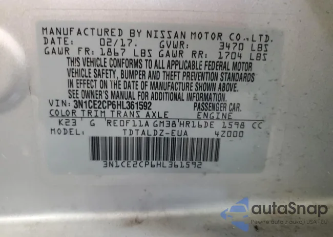 3N1CE2CP6HL361592: 63108655