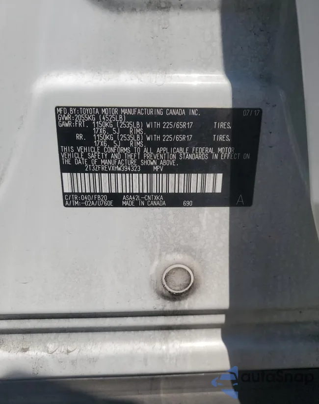 2T3ZFREVXHW394323: 64672475