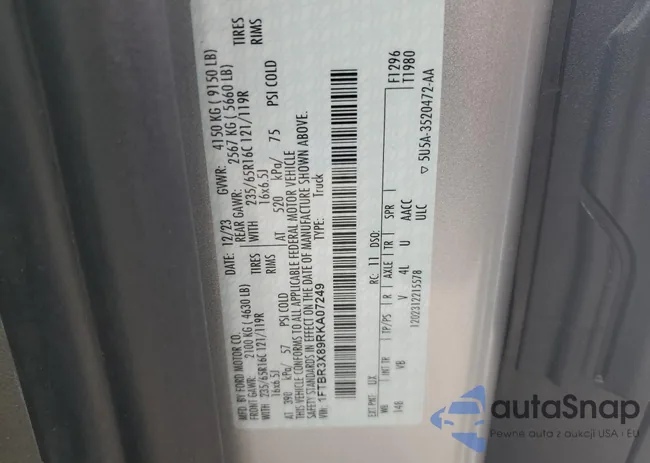 1FTBR3X89RKA07249: 64747655