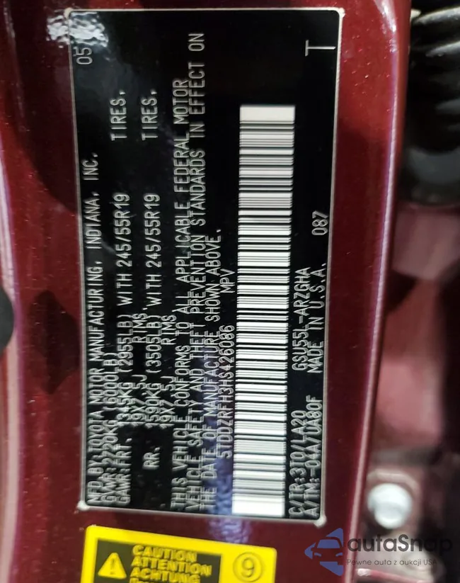 5TDDZRFH3HS426086: 65272105