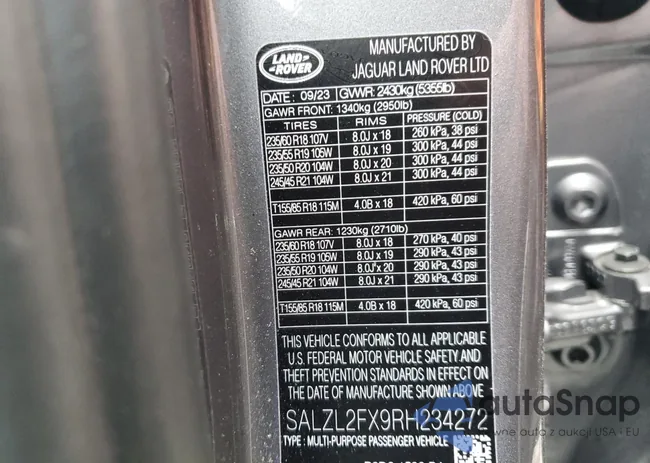 SALZL2FX9RH234272: 67218125