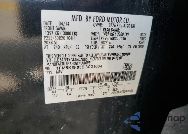 1FM5K8F83EGC21064: 64300325