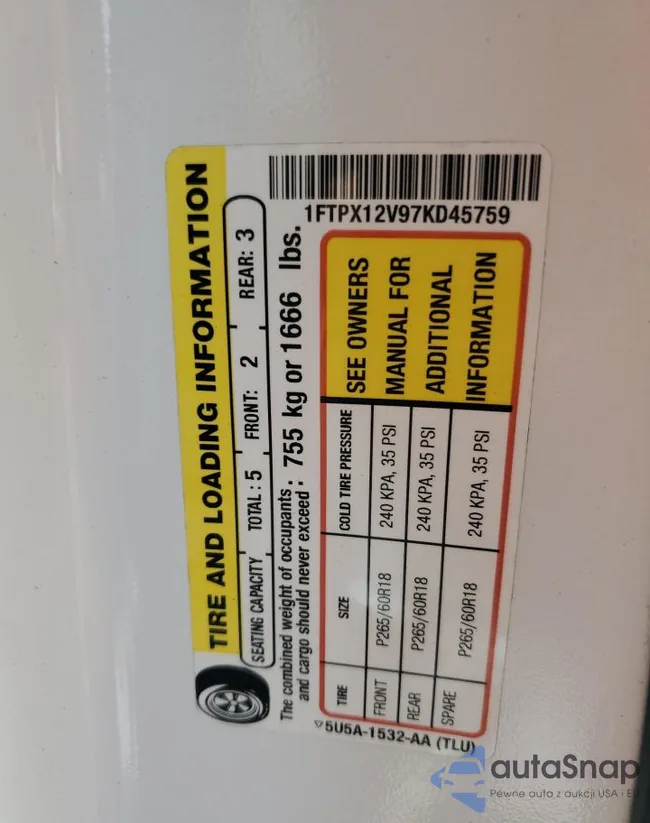 1FTPX12V97KD45759: 65790635