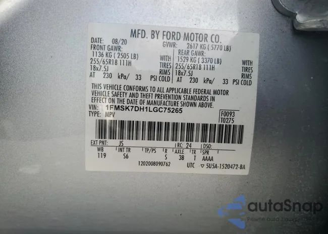 1FMSK7DH1LGC75265: 63809345