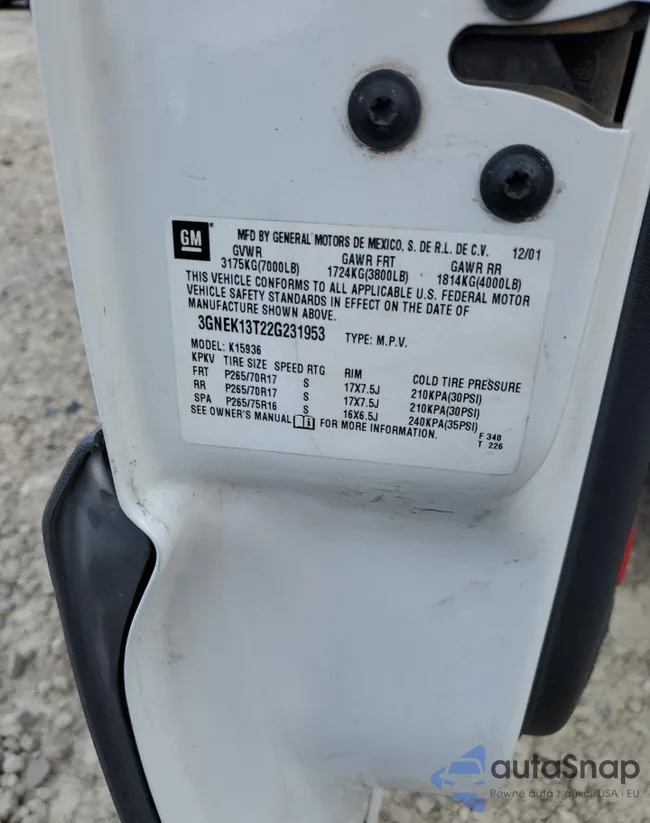 3GNEK13T22G231953: 66453815