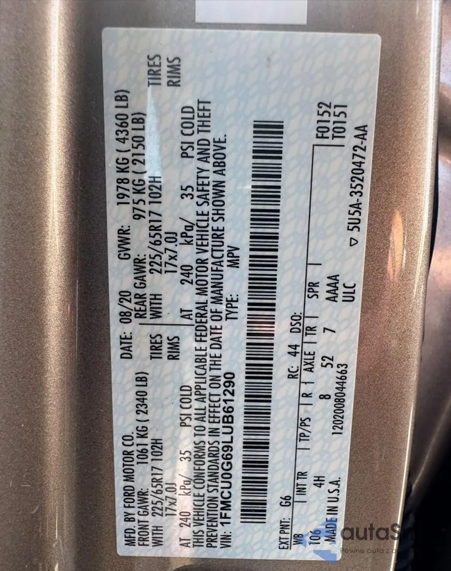 1FMCU0G69LUB61290: 67142325