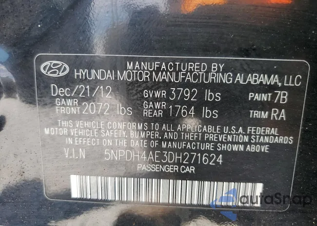 5NPDH4AE3DH271624: 62852145