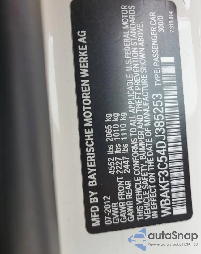 WBAKF3C54DJ385253: 64164025