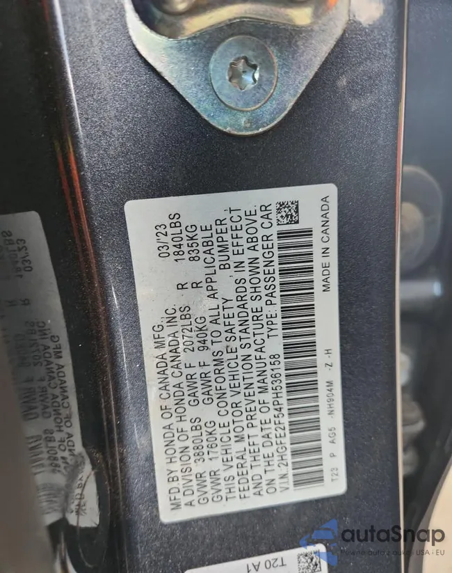 2HGFE2F54PH536158: 65612265