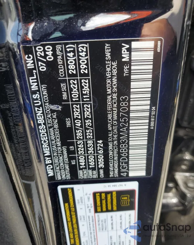 4JGFD6BB3MA257083: 65208305