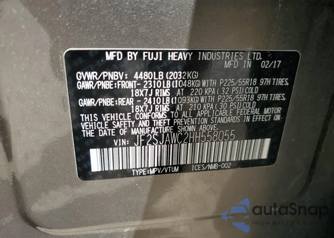 JF2SJAWC2HH558055: 65933405