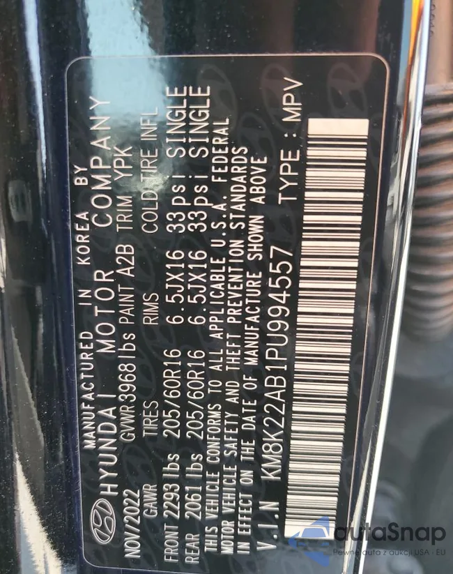 KM8K22AB1PU994557: 65011695