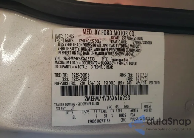 2MEFM74V36X616233: 64284925