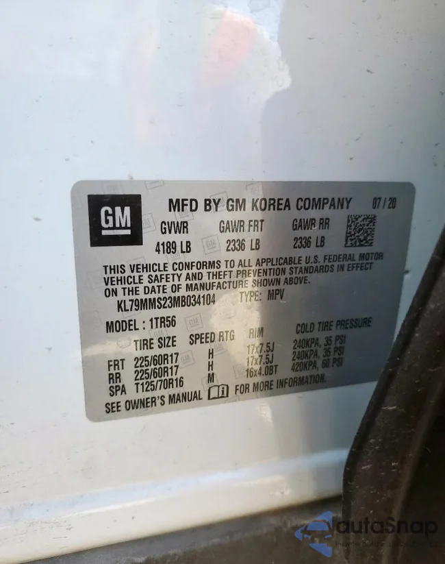 KL79MMS23MB034104: 65931365